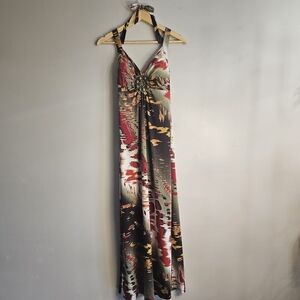 Soulmates Vibrant Patterned Halter Maxi Dress